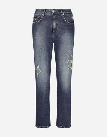 Dolce & Gabbana Boyfriend jeans with rips Red F6BDLTFURAD