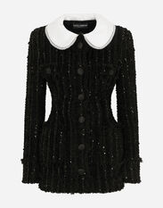 Dolce & Gabbana Tweed jacket with micro-sequin embellishment and satin collar White F29UCTFU1L6