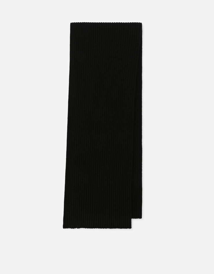 Dolce & Gabbana Ribbed knit scarf with metal DG logo Black LBKAB4JBVX3
