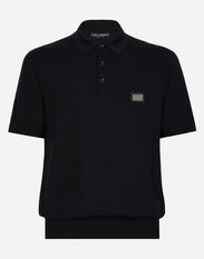 Dolce & Gabbana Wool polo-shirt with branded tag Brown GXZ04TJBSG0