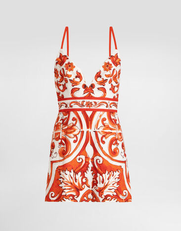 Dolce & Gabbana Majolica-print mat dress Multicolor F6TZOTGDDRC