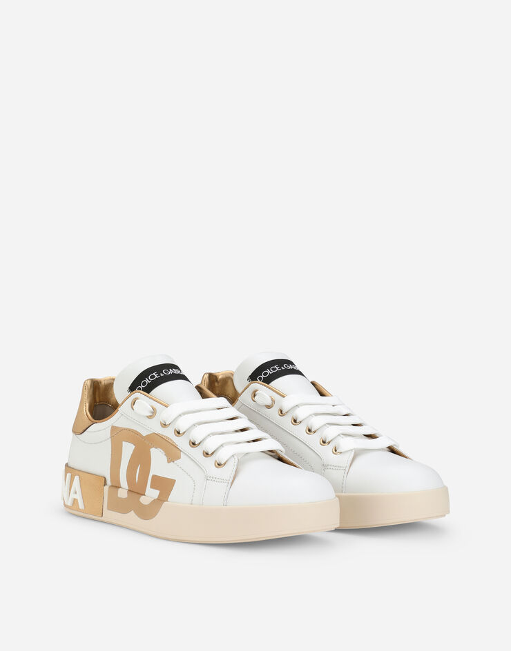 Dolce & Gabbana Sneaker Portofino in pelle di vitello con logo DG Bianco CK1544B5960