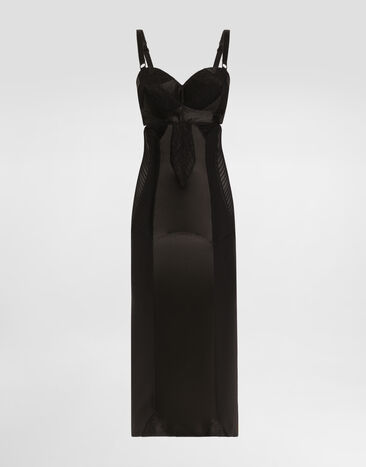 Dolce & Gabbana Calf-length satin and lace dress with corset details Print F6IAPTFSUBV