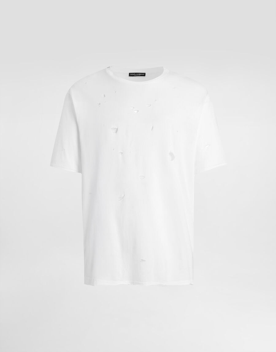Distressed cotton t-shirt