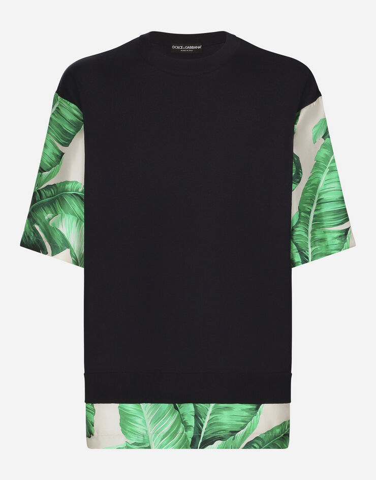 Dolce & Gabbana Round-neck silk sweater with banana tree print Print GXX06TJFMX4