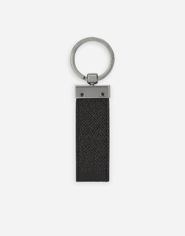 Dolce & Gabbana Calfskin key chain with logo tag Black BP1371AG219