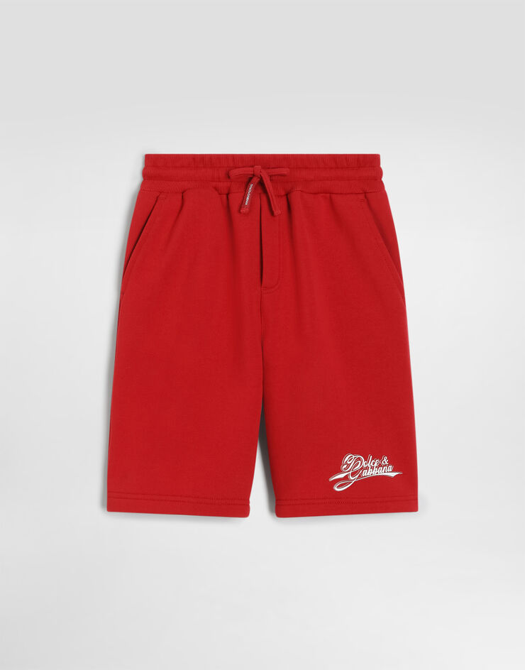Dolce & Gabbana Fleece bermuda shorts with logo Red L4JQXPG7P4X