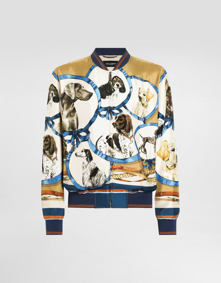 Dolce & Gabbana Silk jacket with dog print Print G9PD5THI1VU