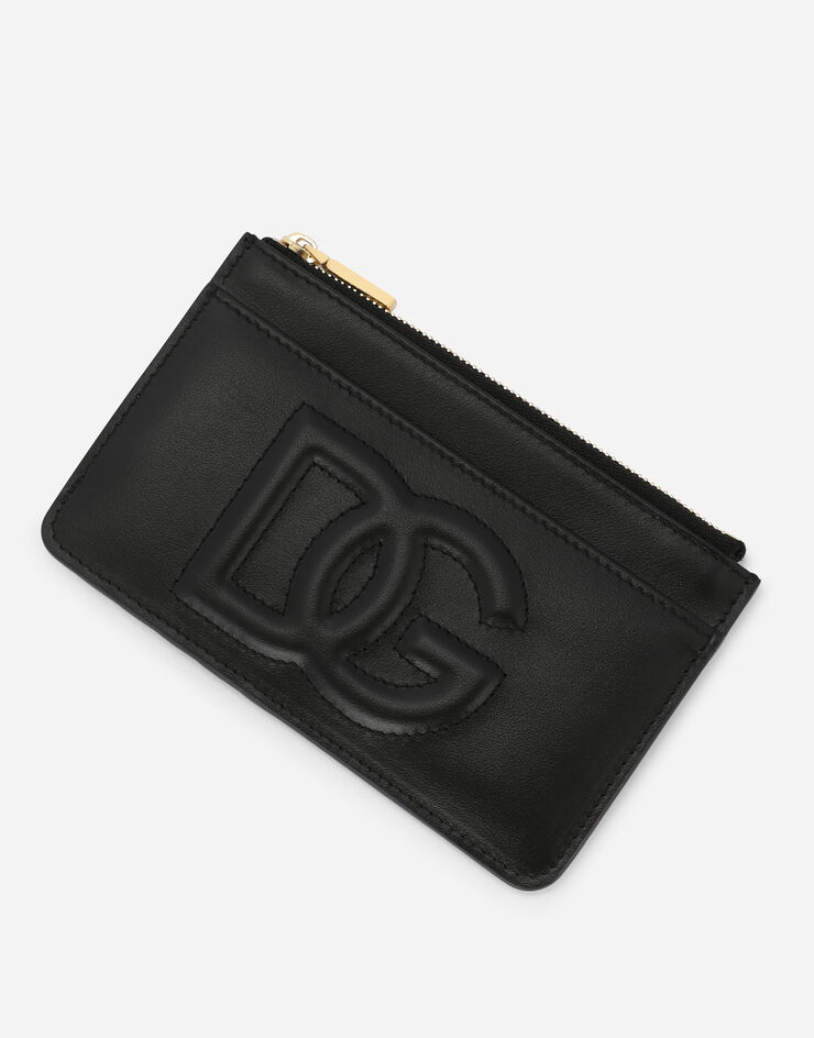 Dolce & Gabbana Mittelgroßes Kartenetui DG-Logo aus Kalbsleder Schwarz BI1261AG081