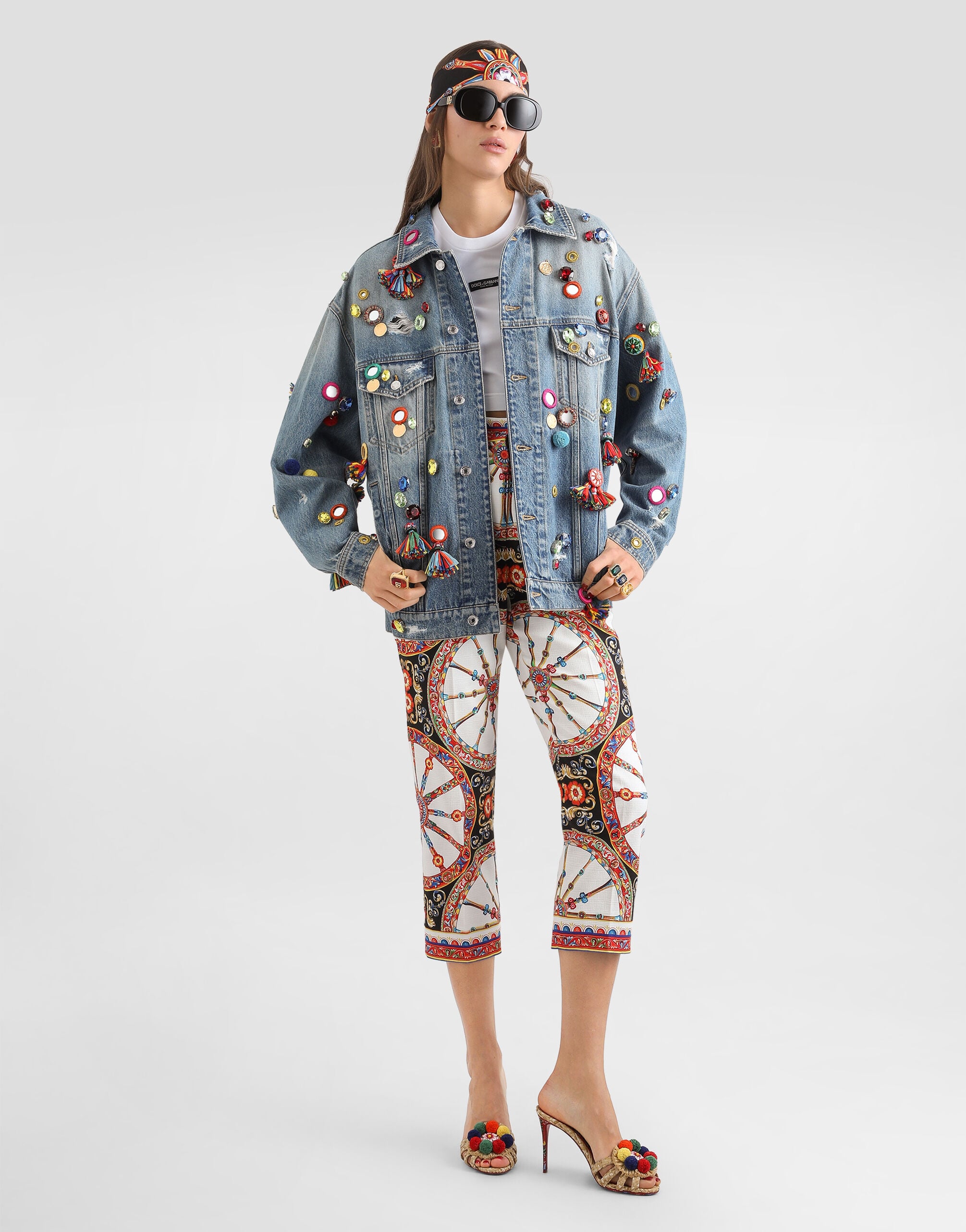 Multicolorのウィメンズ アプリケーション デニム ジャケット