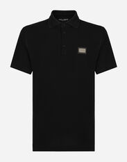 Dolce & Gabbana Cotton piqué polo-shirt with branded tag Black VG6184VN187