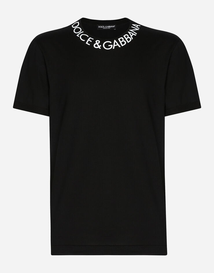 Dolce & Gabbana Round-neck T-shirt with Dolce&Gabbana print Black G8PL1TFU7EQ