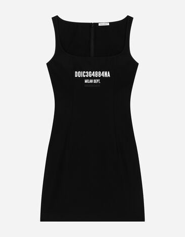 Dolce & Gabbana DG 바이브 디테일 워프니팅 저지 미니드레스 블랙 L8JD8SG7M7D