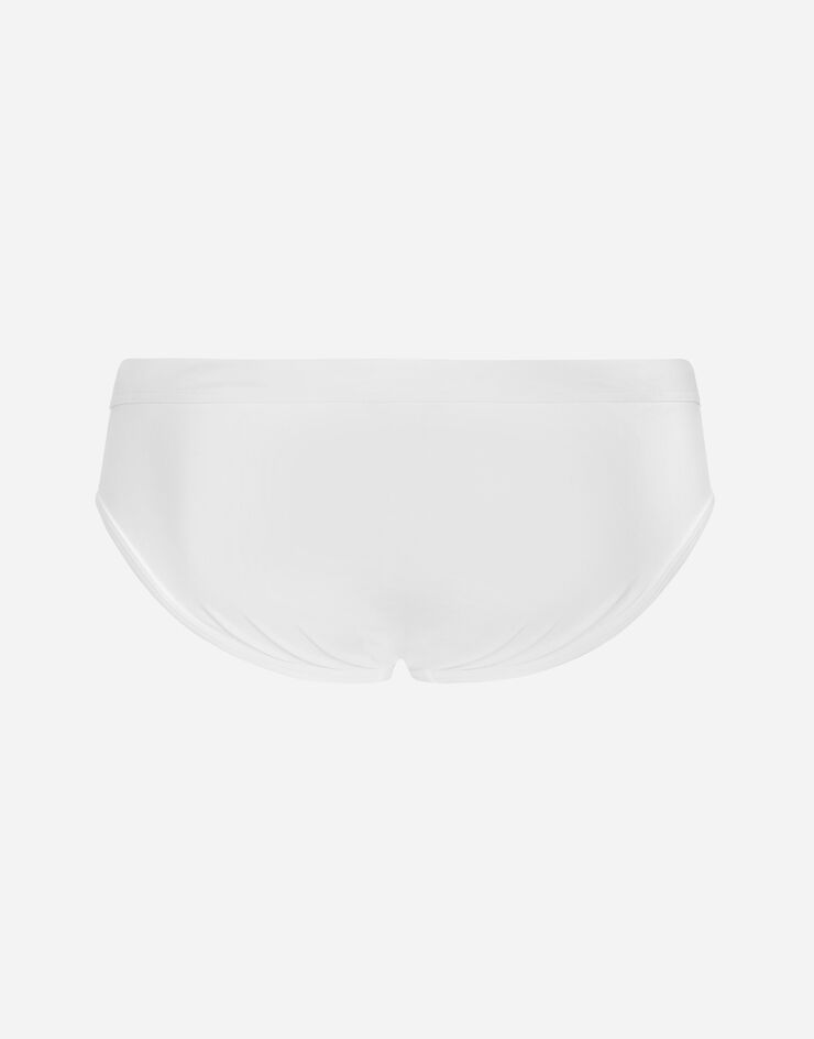 Swim briefs with highcut leg and branded plate in White for for Men