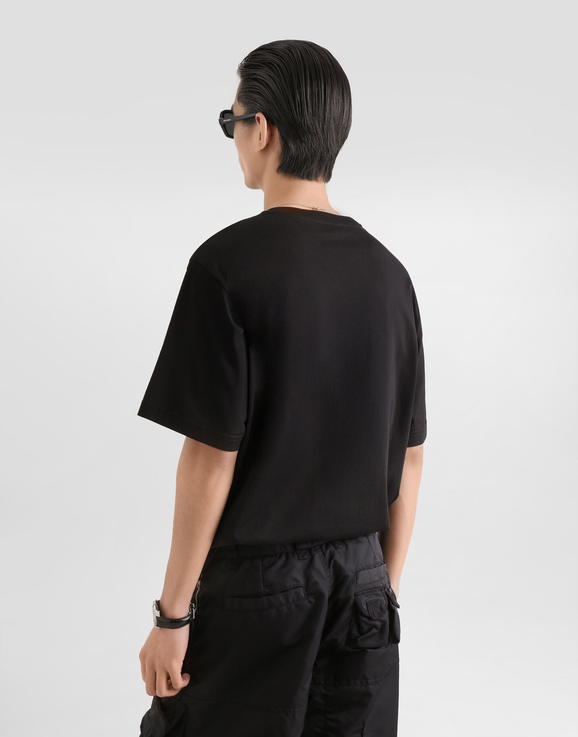Jersey t-shirt with patch in Black for Men | Dolce&Gabbana®