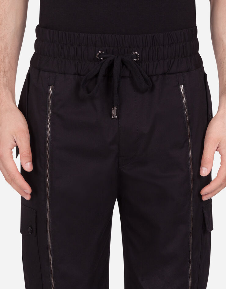 Dolce & Gabbana STRETCH COTTON JOGGING PANTS WITH ZIP DETAILS NERO GW5QATFUFJR
