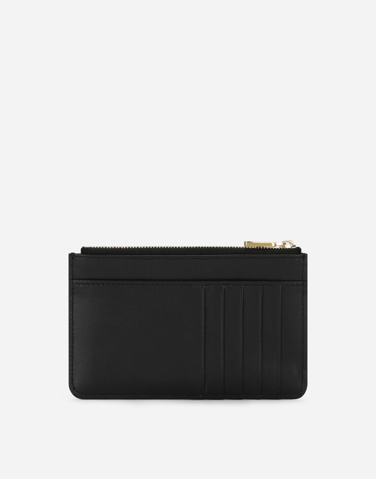 Dolce & Gabbana Porte-cartes Logo DG moyen format en cuir de veau Noir BI1261AG081