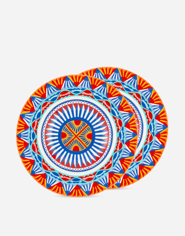 Dolce & Gabbana Set 2 Soup Plates in Fine Porcelain Multicolor TC0S05TCA88
