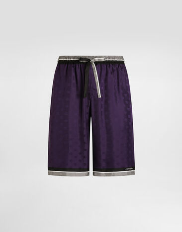 Dolce & Gabbana Logo and stripe-print vanity twill bermuda shorts Multicolor GV37ATHI11S