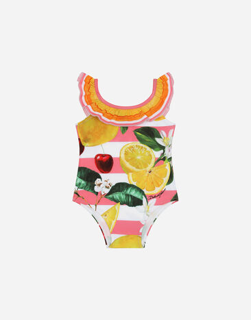 Dolce & Gabbana Spandex one-piece swimsuit with lemon and cherry print Print L23DI5FI5JW