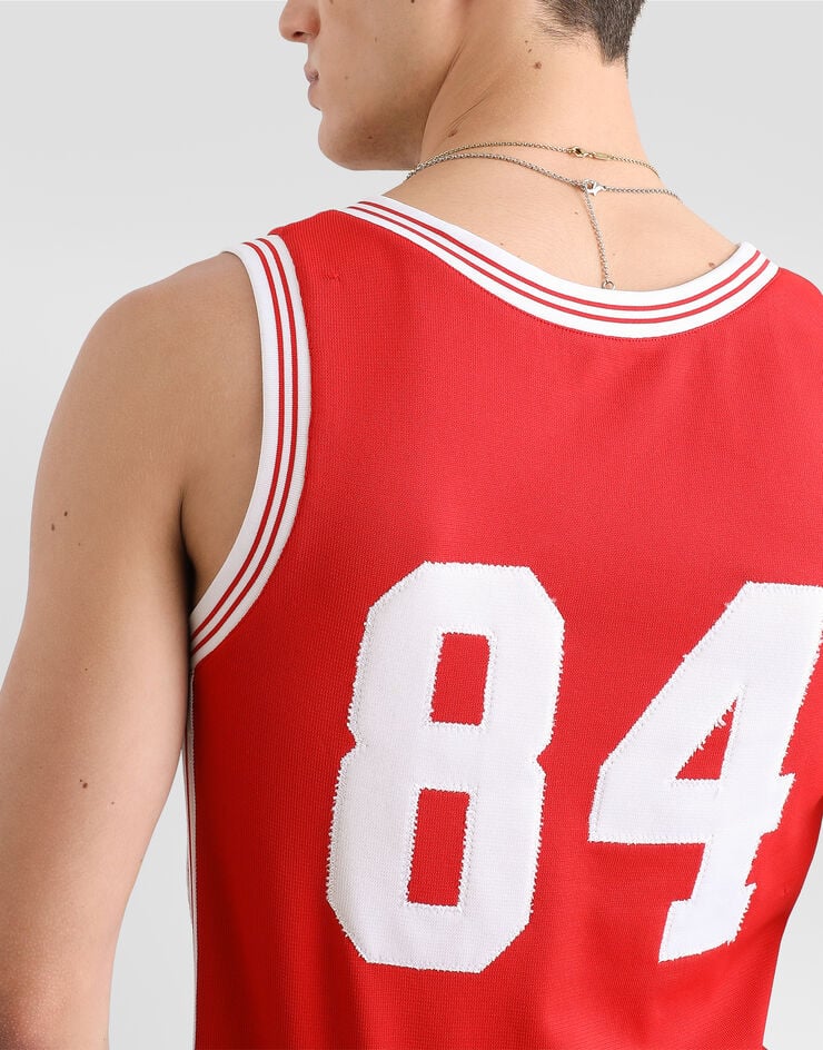 Dolce & Gabbana Tanktop mit Patch Dolce & Gabbana Tanktop mit Patch Burgunderrot G8TN2ZG7PUB