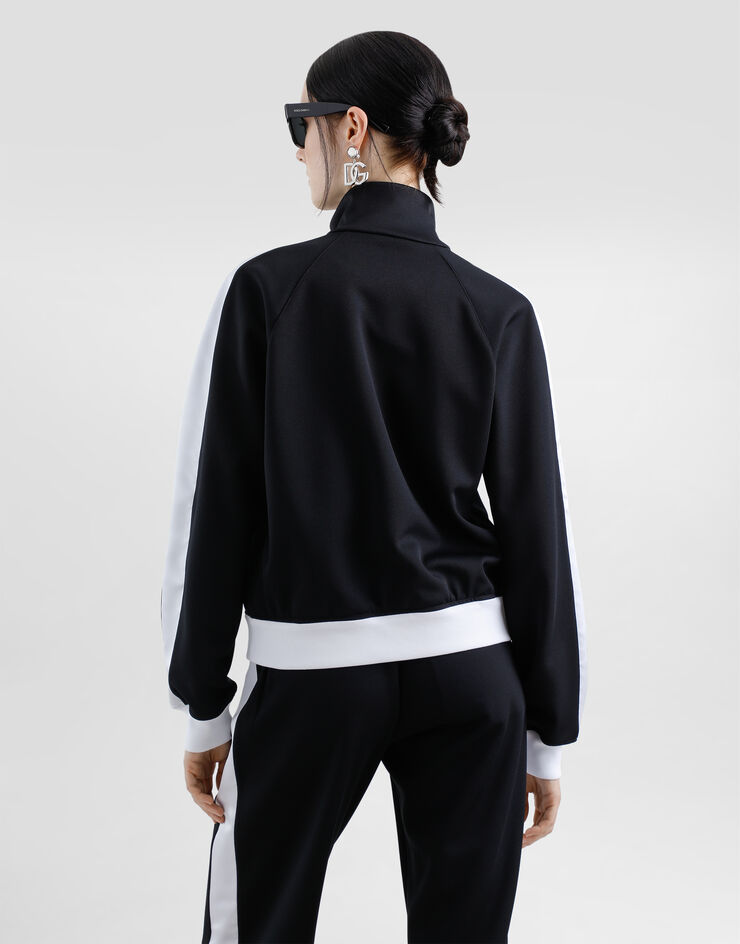 Dolce & Gabbana Sudadera con cremallera de triacetato con logotipo DG bordado Negro F9S53ZGDCX7