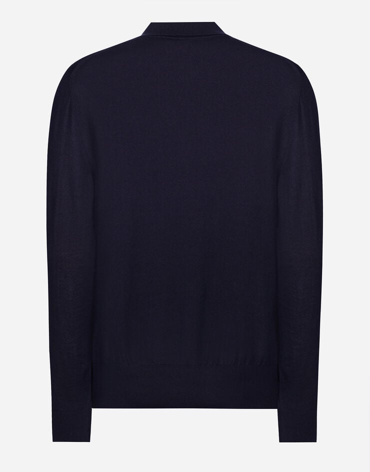 Dolce & Gabbana Pull polo en cachemire et soie Bleu GXZ25TJFMEH