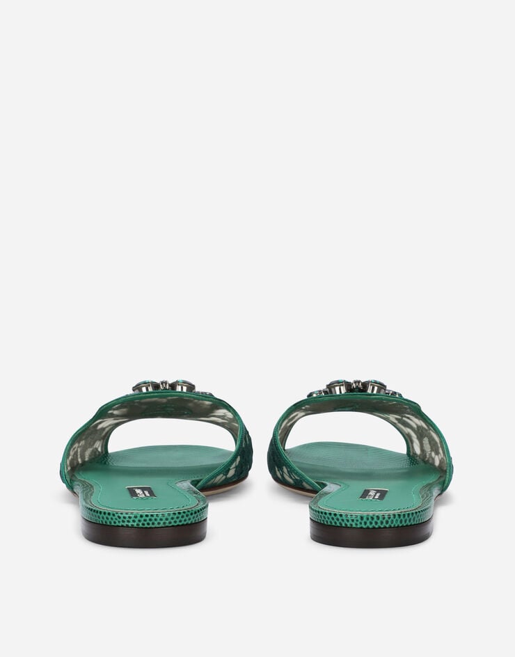 Dolce & Gabbana Sandalias de pala de encaje con cristales Verde CQ0023AG667