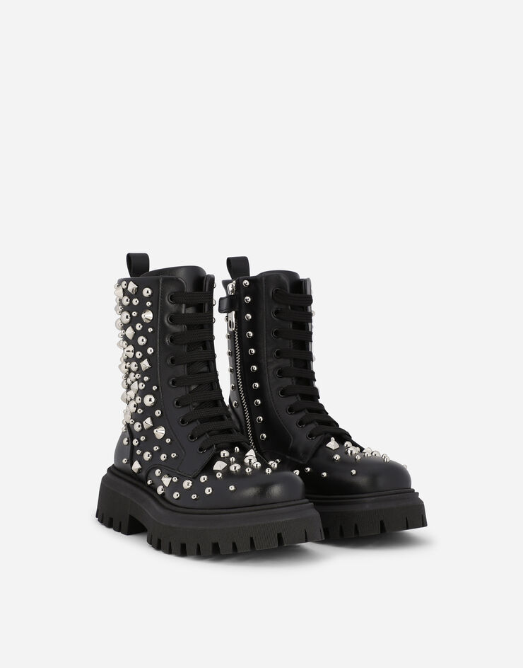 Dolce & Gabbana 铆钉皮革军靴 黑 D11106AV574