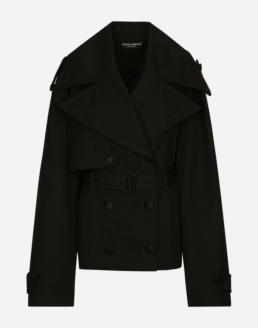 Double-breasted jacket with cotton belt