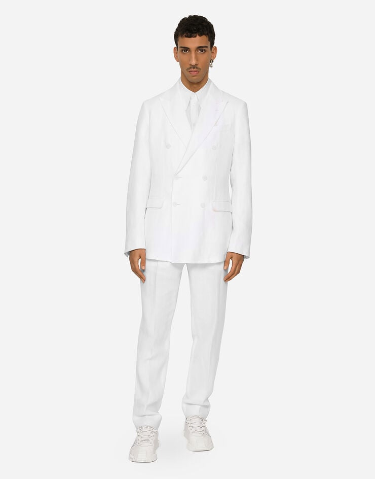 Dolce & Gabbana Double-breasted linen Taormina jacket White G2NW1TFU4DV