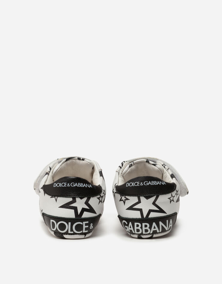 Dolce & Gabbana VELCRO SNEAKERS IN NAPPA LEATHER WITH STAR PRINT CREAM DK0111AU499