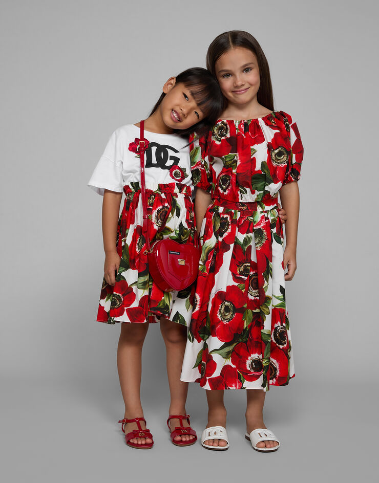 Dolce & Gabbana Poplin midi skirt with anemone print Imprima L54I94HS5Q4
