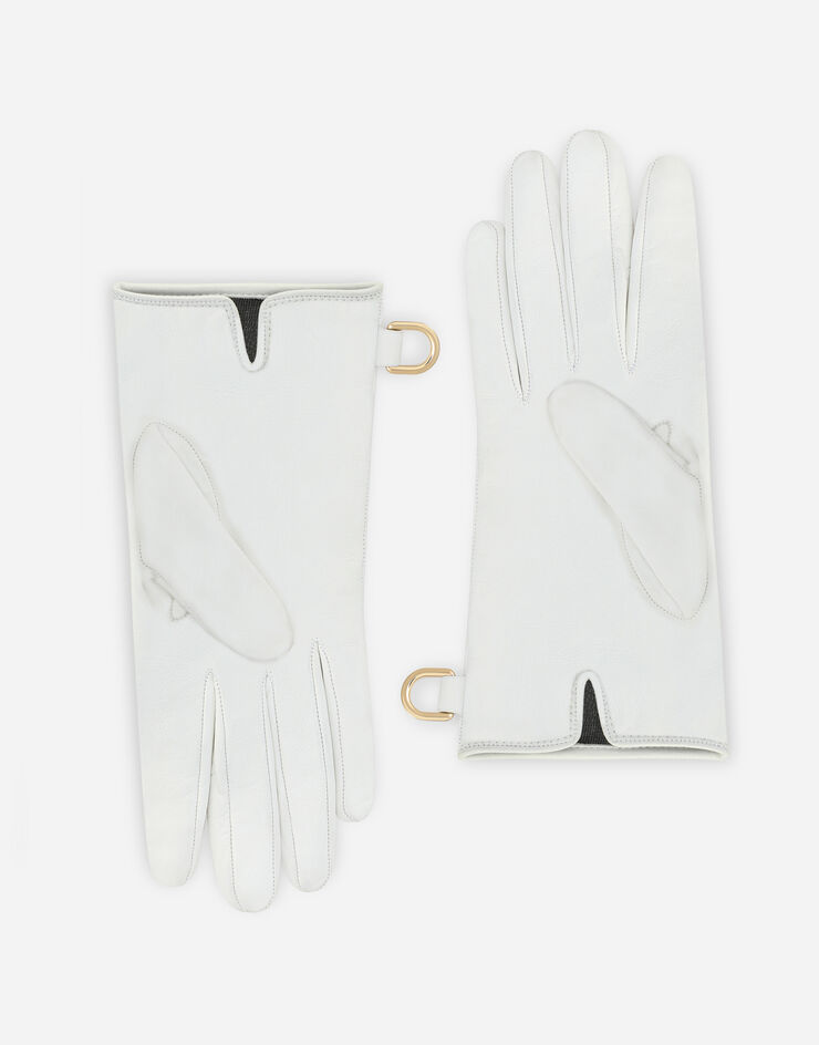Dolce & Gabbana Nappa leather gloves with DG logo White BF0189AQ630