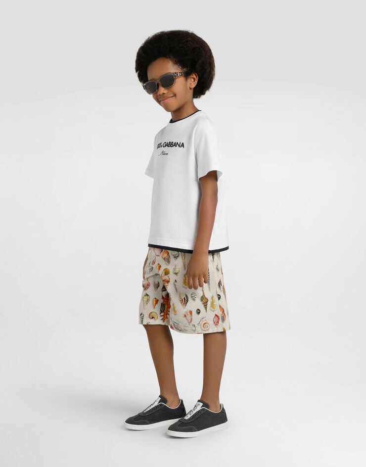 Dolce & Gabbana Jersey t-shirt with Dolce&Gabbana embroidery White L4JTIYG7PEJ
