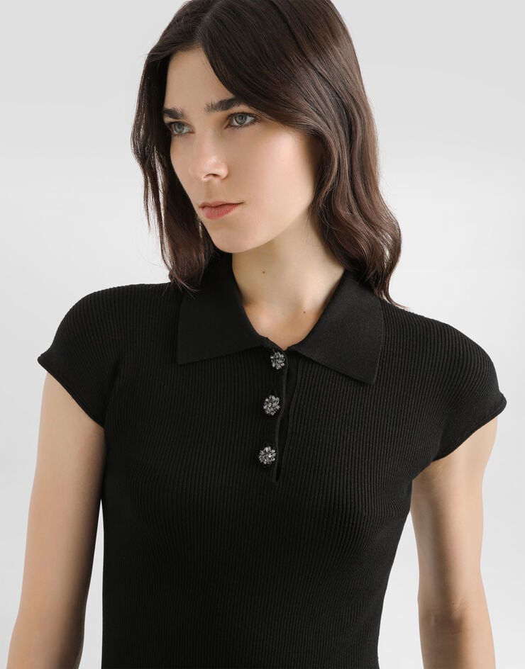 Dolce & Gabbana Ribbed polo sweater Dolce & Gabbana Ribbed polo sweater Black FXZ41ZJFMHG