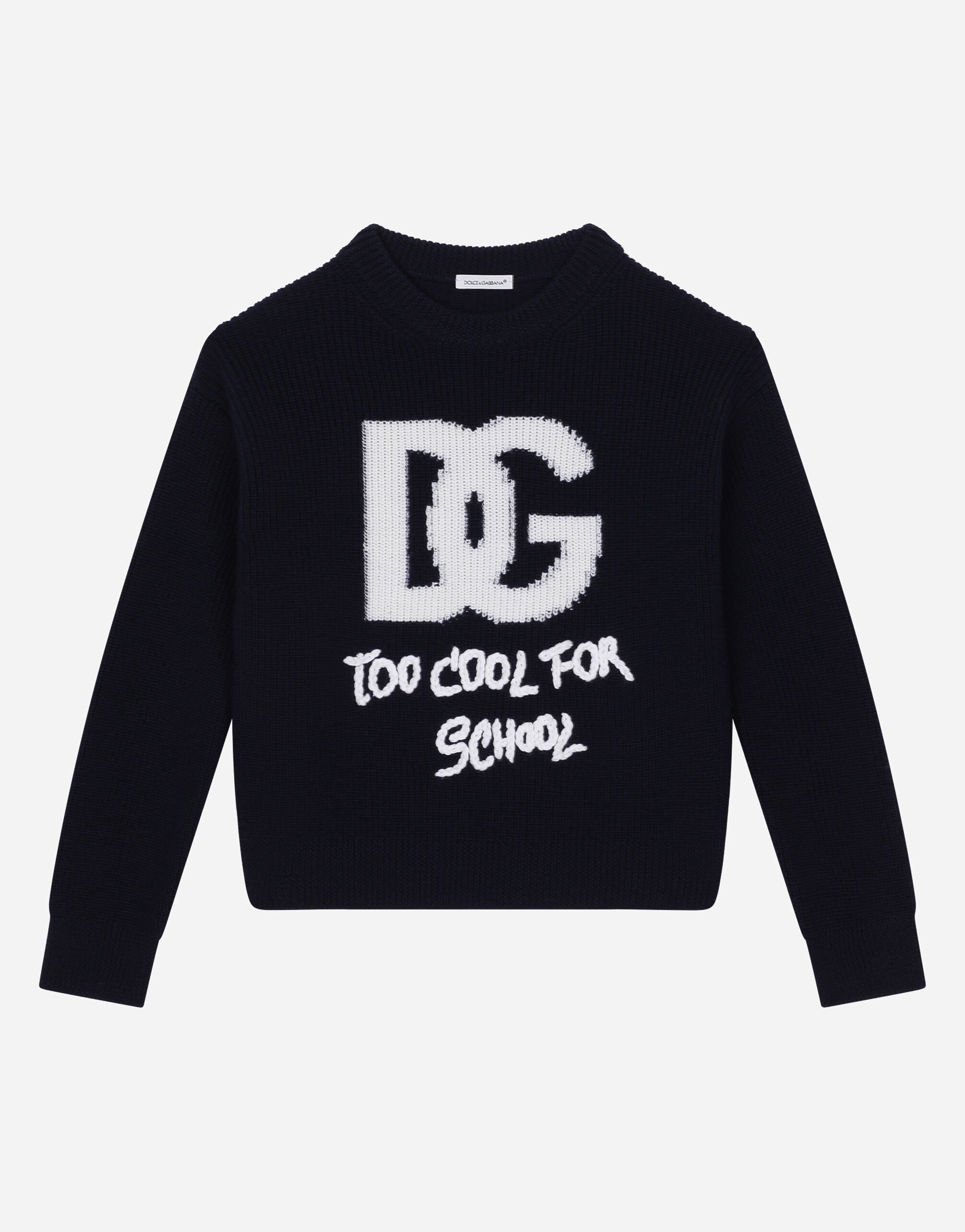 Dolce & Gabbana Pull ras de cou avec logo DG en intarsia Rouge L5KWK8JBCCL