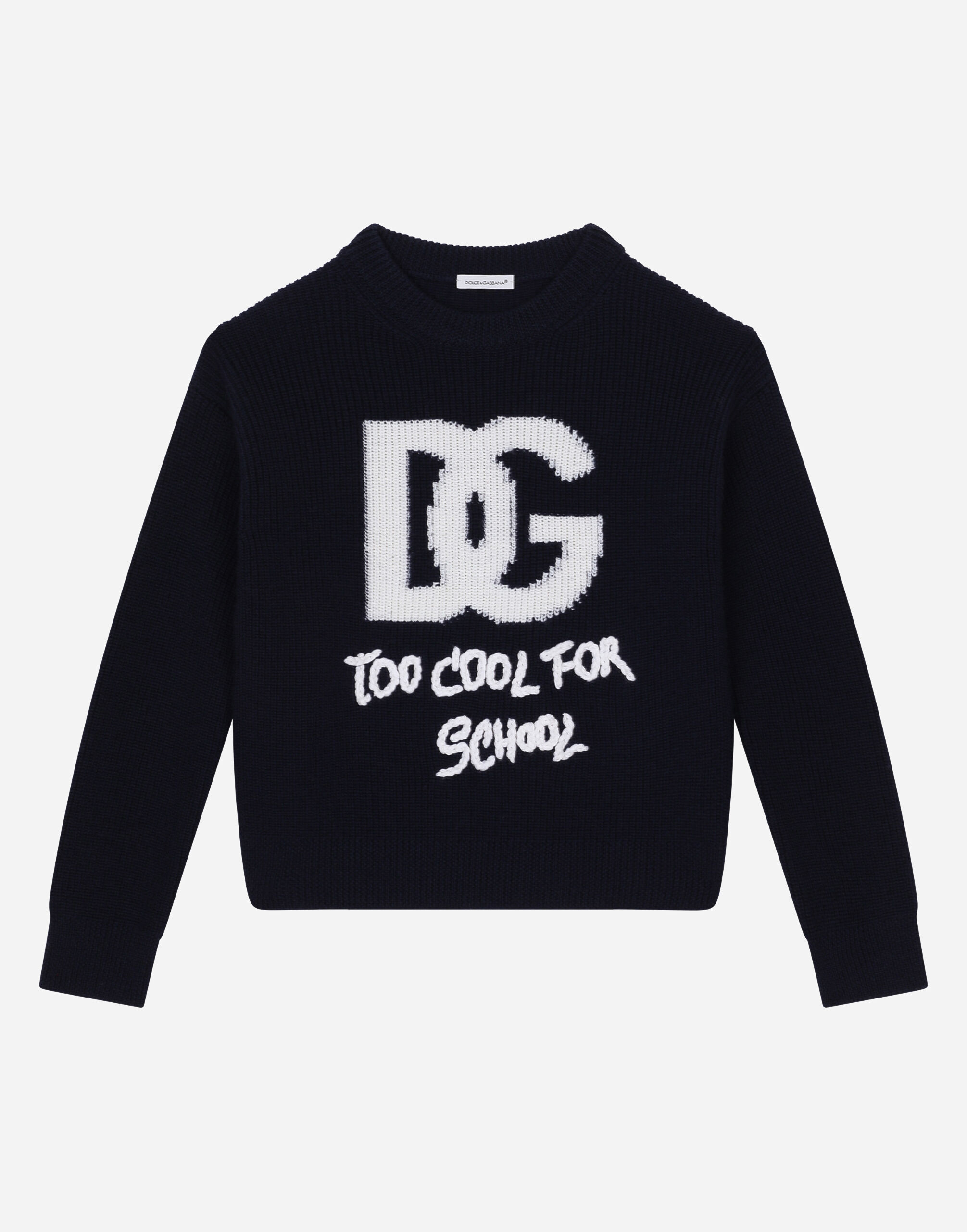 Dolce & Gabbana Round-neck sweater with DG logo inlay Negro L5KWK5JCVT2