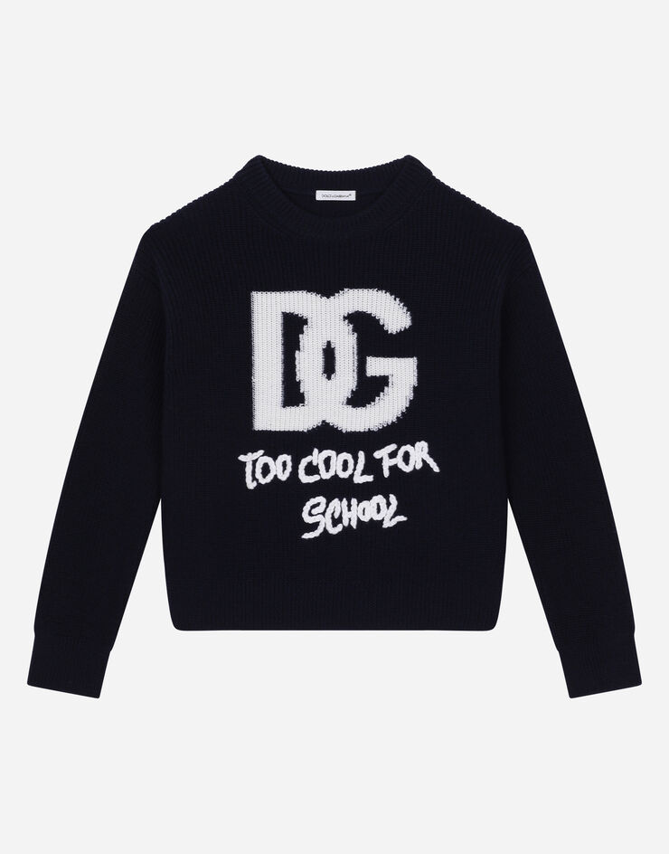 Dolce&Gabbana Pull ras de cou avec logo DG en intarsia Multicolore L5KWJ6JCVE4