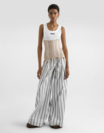 Dolce & Gabbana Ribbed cropped tank top White F8W40TFU7AV