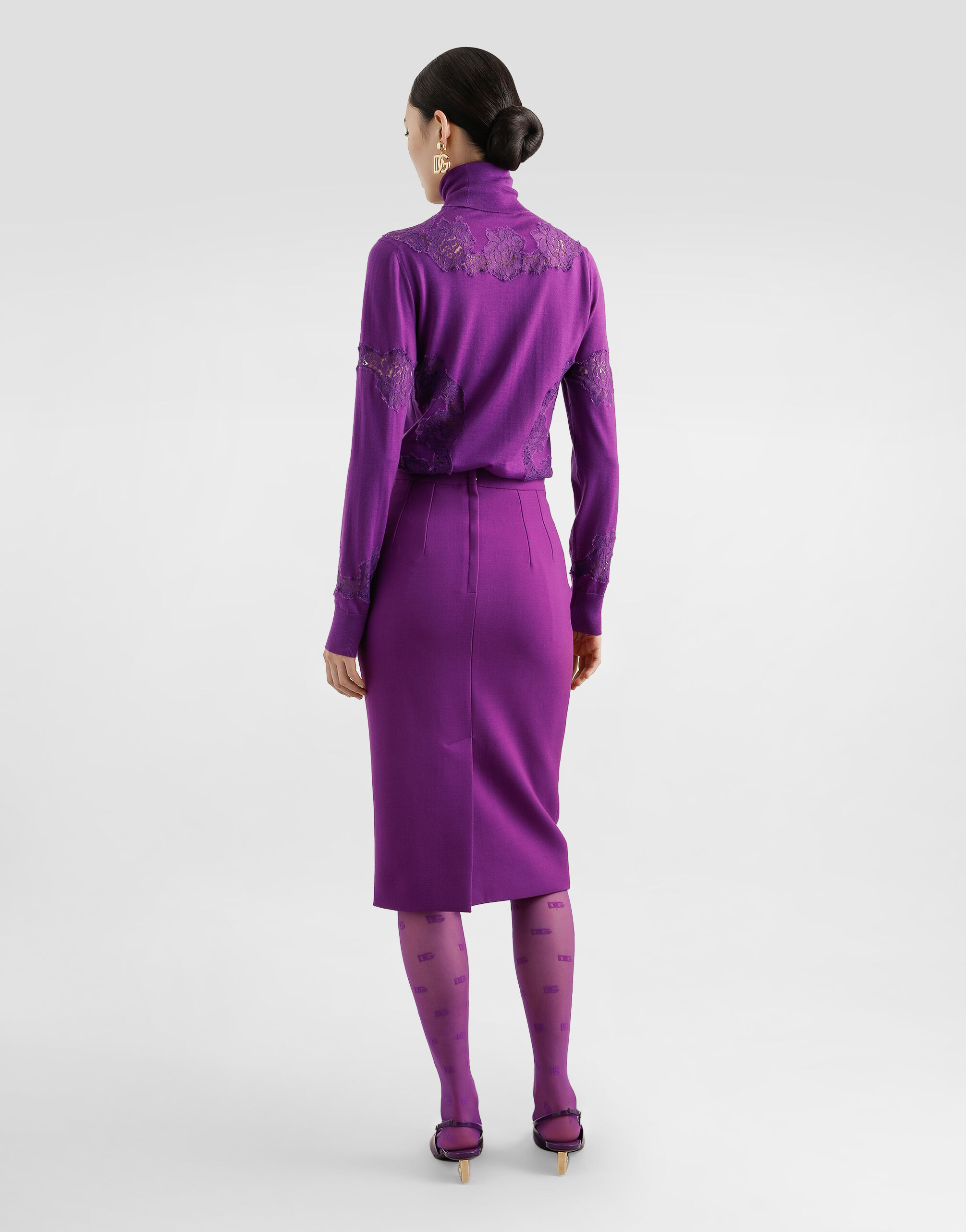 Wool crêpe sheath skirt in Purple for Women | Dolce&Gabbana® US