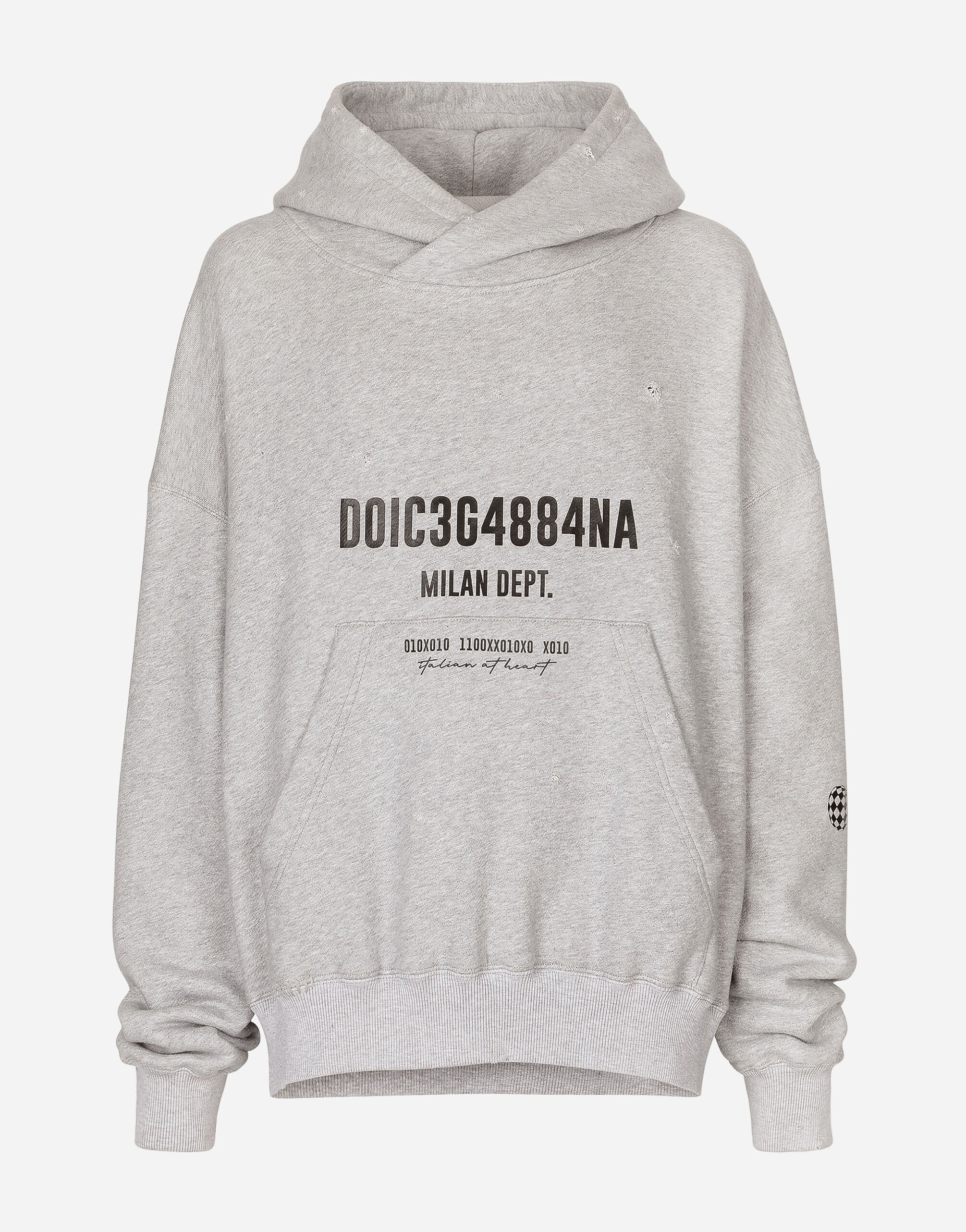Dolce & Gabbana Jersey hoodie with logo print Brown GV1FXTHUMG4