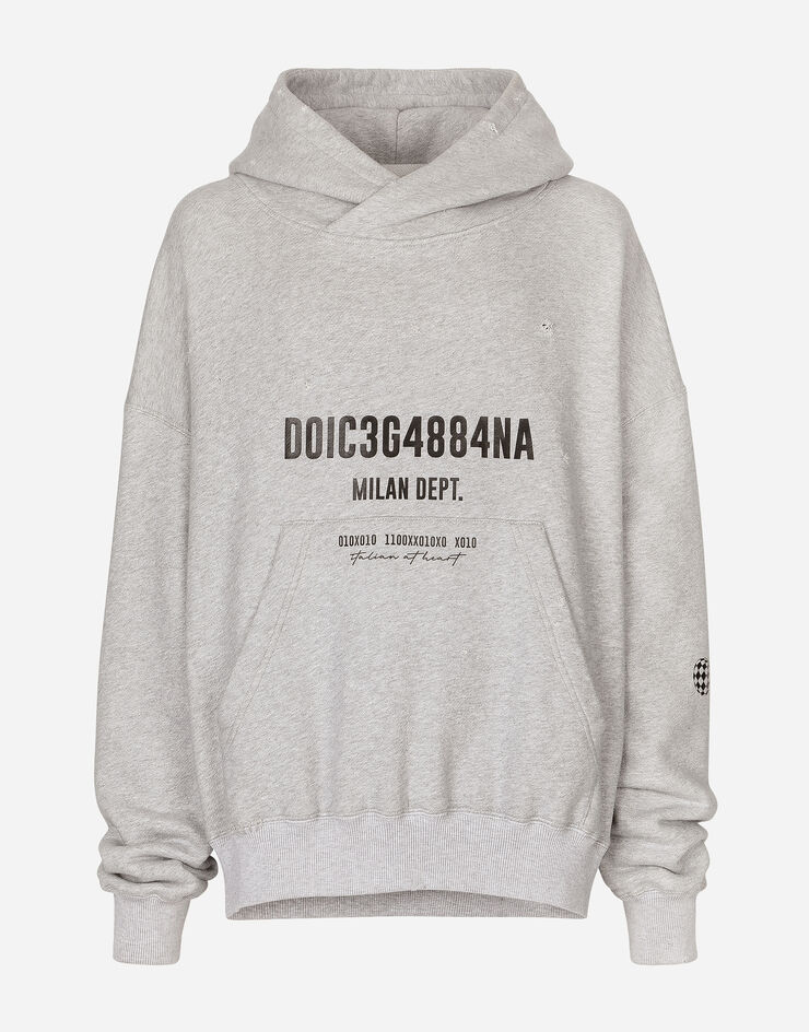 Dolce&Gabbana Jersey hoodie with logo print Grey G9AKPTG7KX8