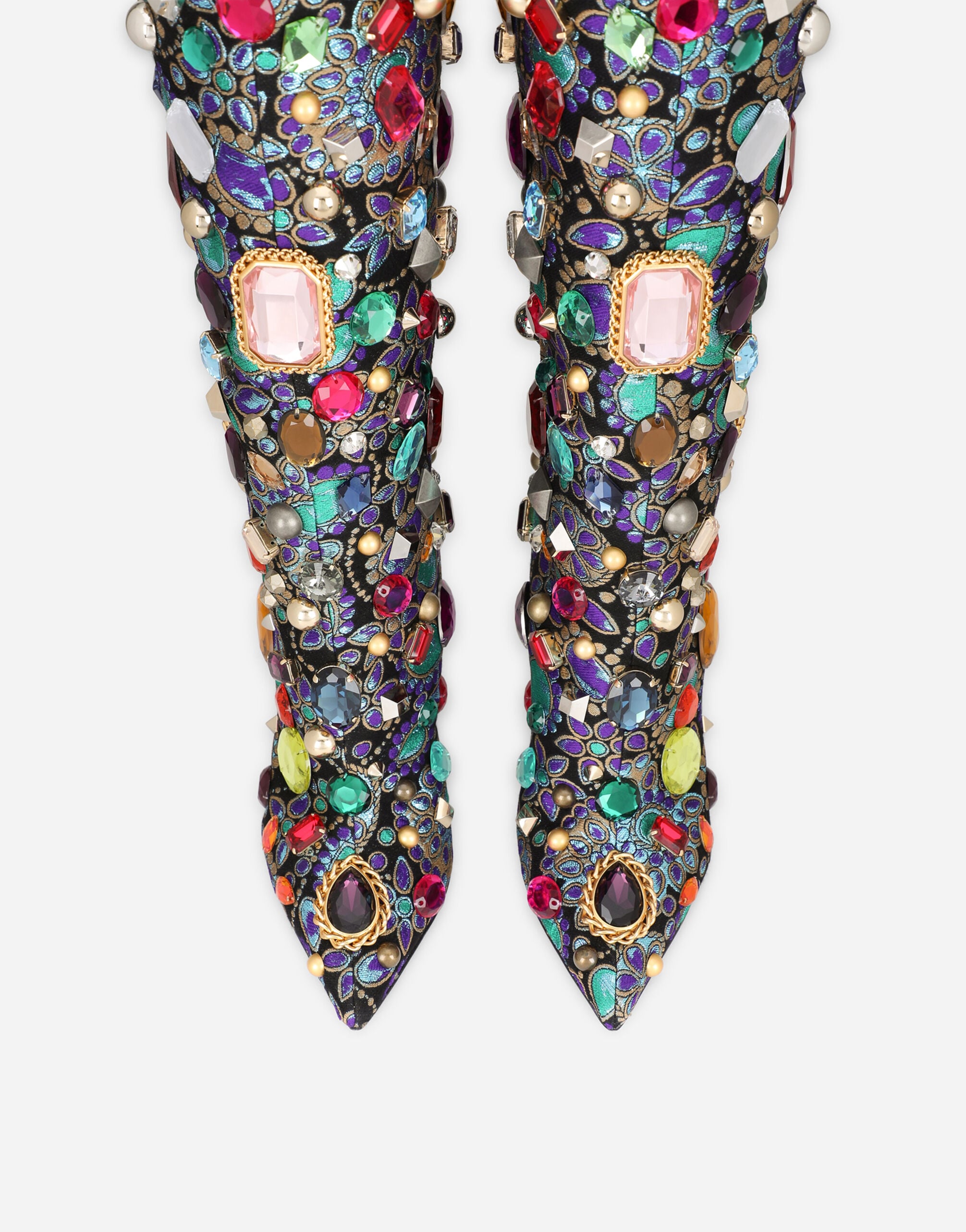 Embroidered lurex jacquard boots in Multicolor for Women
