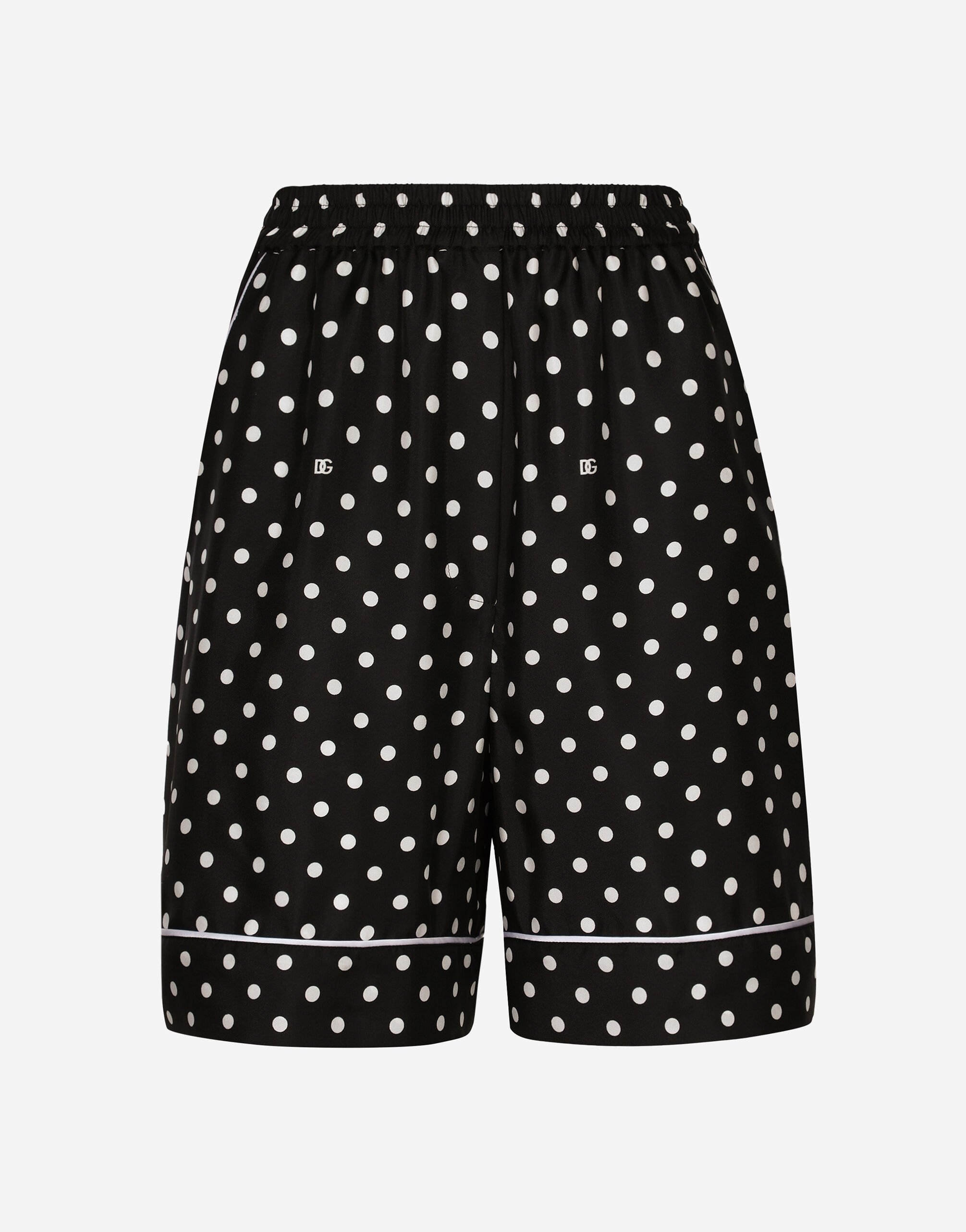 Silk pajama shorts with polka dot print in Print for Women Dolce Gabbana