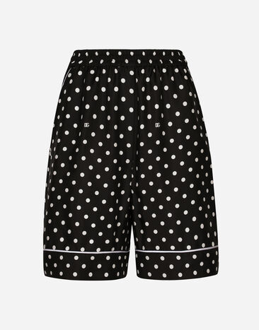 Dolce & Gabbana Bermudas im Pyjama-Stil aus Seide Punkteprint Drucken FTAM7TIS1VM