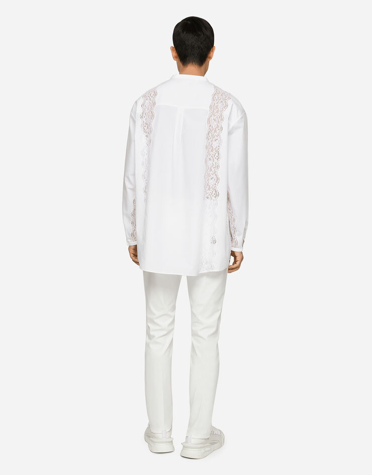 Dolce & Gabbana Pantalone cotone stretch con placca logata Bianco GVB6ETFUFMJ