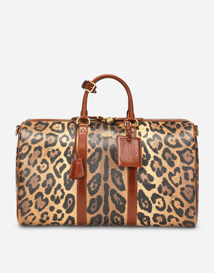Dolce & Gabbana Дорожная сумка средних размеров из материала Crespo с леопардовым принтом с пластинкой с логотипом разноцветный BB6833AW384