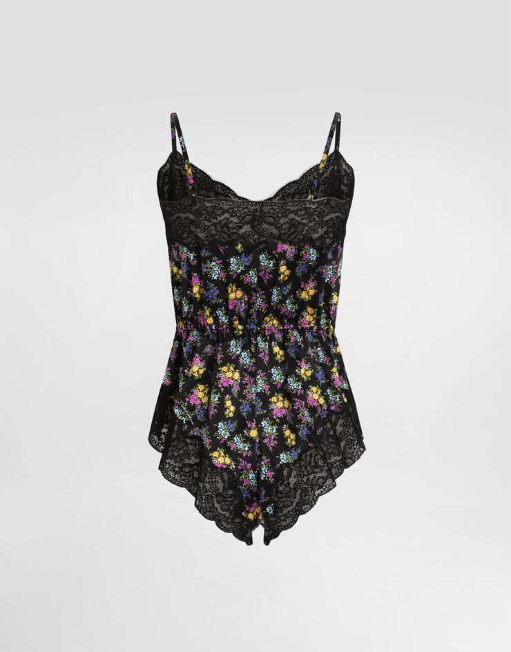 Dolce & Gabbana Small floral-print satin and lace bodysuit Multicolor O7A81TON0BX