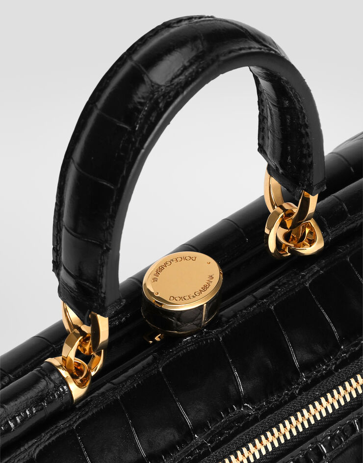Dolce & Gabbana 핸드백 Grandma 미디엄 앨리게이터 가죽 소재 블랙 BB7986B2EN0